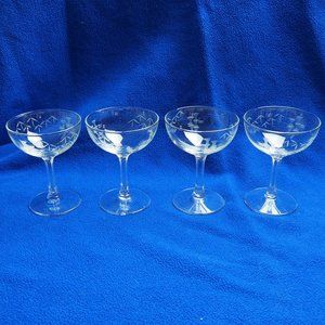Vintage Set of 4 Etched Noritake Sasaki Glasses